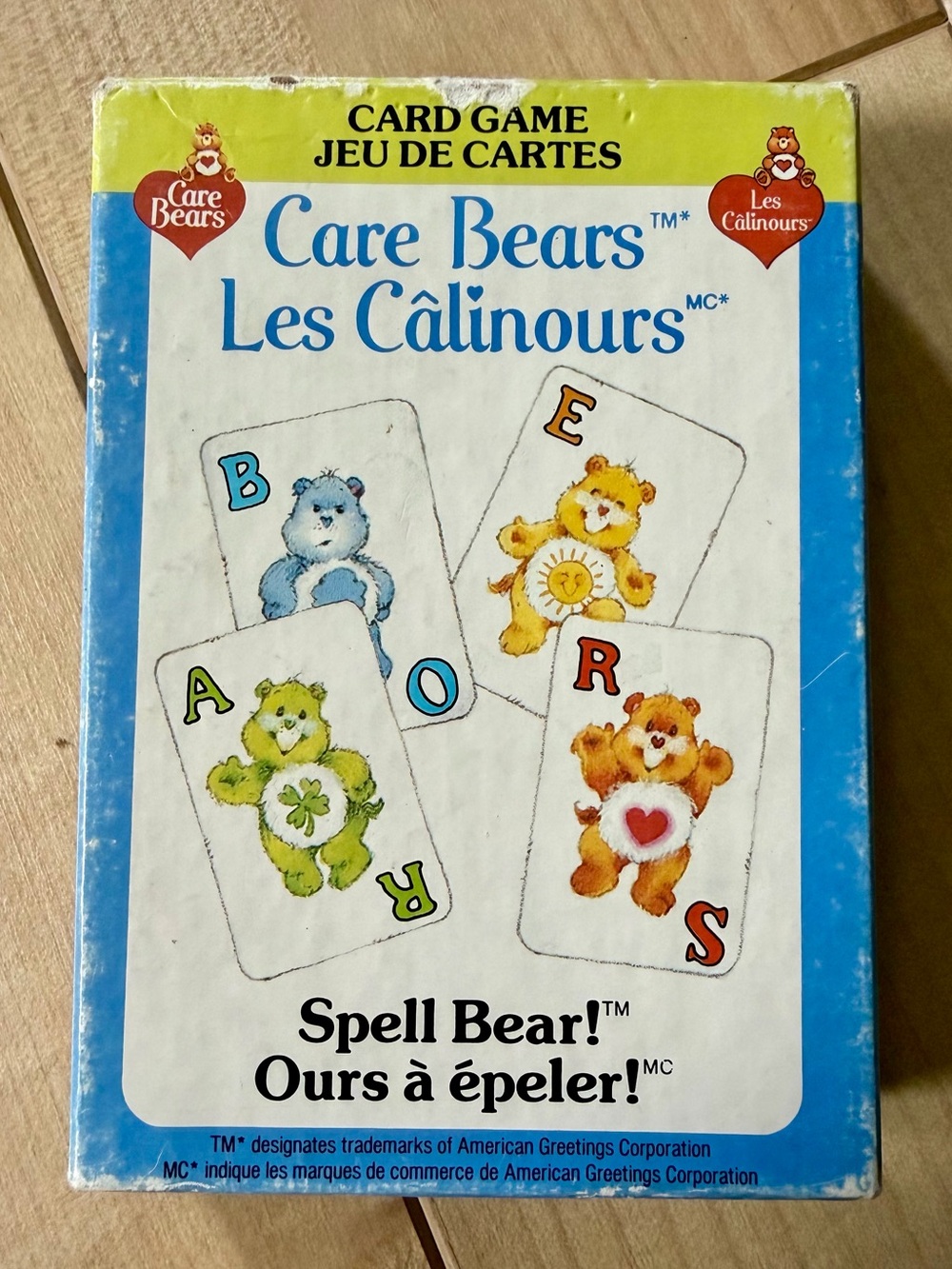 Vintage 80s Care Bears card game